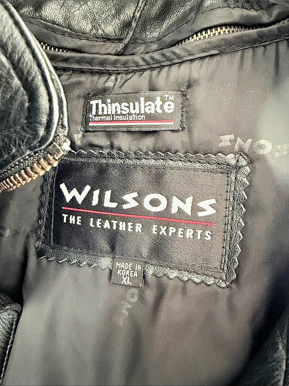 Wilson Leather Experts Black Leather Bomber Jacket Size XL - Picture 4 of 6